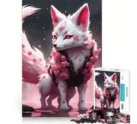 Rompecabezas White Sakura Kitsune de 1000 Piezas Diversión para Entrenar la Mente Encaja Perfectamente sin Huecos Actividad para Fortalecer los Lazos Familiares (38x52cm)