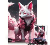 Rompecabezas White Sakura Kitsune de 1000 Piezas para Adolescentes: Entrenamiento Inteligente, pasatiempo Acogedor, Corte Impecable, Sorpresa de cumpleaños (50x75cm)