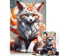 Rompecabezas White Sakura Kitsune de 1000 Piezas para Adolescentes Entrenamiento Mental, atención Plena, Escape, Bordes definidos Regalo de Temporada (38x26cm)