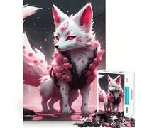 Rompecabezas White Sakura Kitsune de 1000 Piezas para Adolescentes Juego Que estimula el Cerebro Encaja Perfectamente sin Huecos Actividad Relajante para Grupos en Interiores (38x26cm)