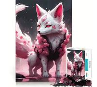 Rompecabezas White Sakura Kitsune para Adultos 1000 Piezas Juego para ejercitar la Mente Corte de precisión Bordes Suaves desafío Divertido para Pasar el Tiempo (50x75cm)