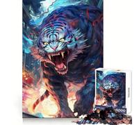 Rompecabezas White Tiger Rage para Adolescentes, 1000 Piezas, para desarrollar la concentración, Relajarse y Disfrutar del Tiempo Libre (50x75cm)