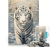 Rompecabezas White Tiger Reign 1000 Think Boost Game Tight Lock No Loose Pieces Interactive Brain Challenge para el hogar (38x26cm)