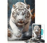 Rompecabezas White Tiger Splash 1000 Juego de concentración Mental diseño de Ajuste Huecos desafío Cerebral Interactivo para el hogar (38x26cm)