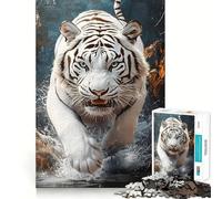 Rompecabezas White Tiger Splash de 1000 Piezas Juego para ejercitar la Mente Artesanía de Corte experta Un pasatiempo Fascinante para los Momentos de Ocio (50x75cm)