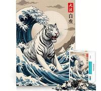Rompecabezas White Tiger Wave de 1000 Piezas Juguete Que desafía la Mente Troquelado de Alta precisión Divertido Reto para el Tiempo de Espera (38x26cm)