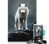 Rompecabezas White Wolf 1000 Juego de Memoria Mental Alta precisión Manualidades interactivas desafío Cerebral para el hogar (50x75cm)
