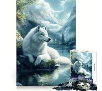 Rompecabezas White Wolf by The Lake para Adolescentes, 1000 Piezas, Bienestar Cerebral, relajación Mental, diversión, Cierre Perfecto, Regalo Ideal (50x75cm)
