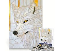 Rompecabezas White Wolf Gold Decor de 1000 Piezas para Adolescentes Ejercicio cognitivo, relajación y Ocio Regalo Ideal para el Invierno (50x75cm)