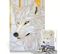Rompecabezas White Wolf Gold Decor para Adultos, 1000 Piezas, Ejercicio Mental, Ocio Consciente, Cierre Seguro, (38x26cm)
