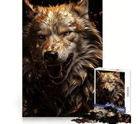 Rompecabezas White Wolf in Gold para Adolescentes, 1000 Piezas, estimula la Memoria, Entretenimiento Casual, Corte de Calidad, Regalo de cumpleaños (38x26cm)