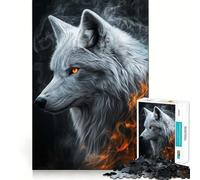 Rompecabezas White Wolf in Smoke 1000 Piezas Juego Divertido sin Rebabas Piezas de Corte Limpio portátil Ideal para Viajes (50x75cm)