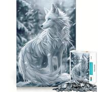 Rompecabezas White Wolf Winter Guardian de 1000 Piezas Diversión para ejercitar la Memoria Bordes Lisos Encaje Forma Divertida de llenar Las Horas Libres (38x26cm)
