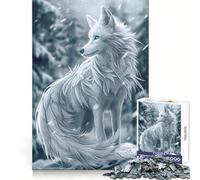 Rompecabezas White Wolf Winter Guardian de 1000 Piezas Piensa, Entrena, Disfruta, Bordes definidos Sorpresa de cumpleaños (38x26cm)