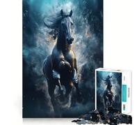 Rompecabezas Wild Black Nova Race Horse de 1000 Piezas para Adolescentes,Juego de Entrenamiento cognitivo,Ajuste, Compacto,Divertido para Jugar en Familia (50x75cm)