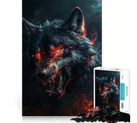Rompecabezas Wild Evil Black Wolf de 1000 Piezas Juego cognitivo Divertido con Estructura de Encaje preciso Actividad para Fortalecer los Lazos Familiares (50x75cm)