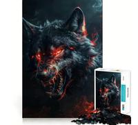 Rompecabezas Wild Evil Black Wolf de 1000 Piezas Juego de Memoria Cerebral, Cortado con láser Actividad Absorbente para Noches tranquilas (38x52cm)