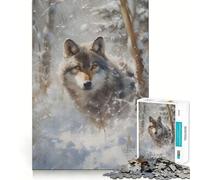 Rompecabezas Winter Wolf Watch para Adultos,1000 Piezas,Juego de Memoria Mental,Corte de Alta precisión,Manualidades,Tiempo de Tranquilidad,Ejercicio Mental en casa (38x26cm)