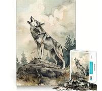 Rompecabezas Wolf Call of The Wild de 1000 Piezas,Juego de ingenio,Troquelado de Alta precisión,pasatiempo Fascinante para Momentos de Ocio (38x26cm)
