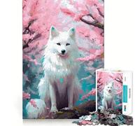 Rompecabezas Wolf Cherry Blossom de 1000 Piezas Diversión para ejercitar la Mente Piezas de Ajuste preciso Un pasatiempo Fascinante para los Momentos de Ocio (50x75cm)