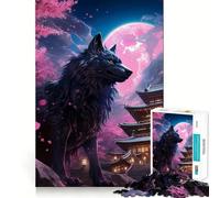 Rompecabezas Wolf Cherry Blossom de 1000 Piezas,Divertido y Estimulante,con Piezas Que encajan a la perfección,Regalo de cumpleaños,Juguete para ejercitar la Mente (50x75cm)