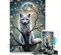 Rompecabezas Wolf Cherry Blossom Japan de 1000 Piezas para Adolescentes,Juego de Entrenamiento cognitivo,Ajuste, Compacto,Divertido para Jugar en Familia (38x26cm)