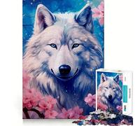 Rompecabezas Wolf Cherry Blossom para Adolescentes,1000 Piezas,Juego para estimular la Mente,Piezas sin Rebabas,Corte Limpio,fácil de Aprender,diversión para Toda la Familia (38x26cm)