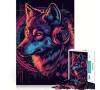 Rompecabezas Wolf Cyberpunk Neon de 1000 Piezas Diversión con Memoria Superficie Lisa y sin Rebabas Un desafío entretenido para el Tiempo Libre (50x75cm)