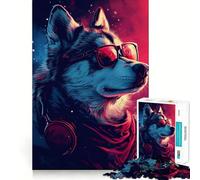 Rompecabezas Wolf Cyberpunk Neon de 1000 Piezas Ejercicio Mental Divertido Piezas de Ajuste preciso Una Forma entretenida de Pasar el Tiempo Libre (38x52cm)