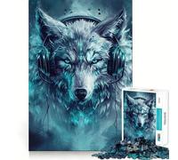 Rompecabezas Wolf Cyberpunk Neon de 1000 Piezas para Adolescentes,Juego de Memoria y concentración,Calidad Profesional,Ideal para Relajarse en Grupo (50x75cm)