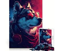 Rompecabezas Wolf Cyberpunk Neon para Adolescentes, 1000 Piezas, fácil de Recordar, Ideal para Actividades de Ocio, Corte Impecable, (38x52cm)