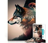 Rompecabezas Wolf Double Exposure de 1000 Piezas,diversión con Memoria,Superficie Lisa y sin Rebabas,un desafío entretenido para el Tiempo Libre (38x52cm)