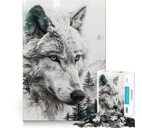 Rompecabezas Wolf Double Exposure de 1000 Piezas para Adolescentes Estimula la cognición Divertido Cierre Seguro Sin Piezas Sueltas Una Forma entretenida de Pasar el Tiempo Libre (50x75cm)