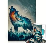 Rompecabezas Wolf Double Exposure de 1000 Piezas para Adultos Piensa,Entrena y Juega Cierre Seguro Sin Piezas Sueltas aliviar el estrés (50x75cm)