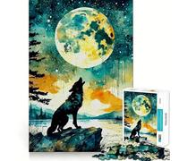 Rompecabezas Wolf Double Exposure para Adolescentes 1000 Piezas Juego de diversión Mental Conexión Limpia y fluida Forma Atractiva de Pasar el Tiempo Libre (38x26cm)