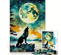 Rompecabezas Wolf Double Exposure para Adultos,1000 Piezas,Juego de Habilidad y Pensamiento,Troquelado de Alta precisión,desafío entretenido para el Tiempo Libre (38x52cm)