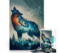 Rompecabezas Wolf Double Exposure para Adultos,1000 Piezas,Juego de Memoria,Ajuste, Compacto,Ideal para Jugar en Familia (38x26cm)