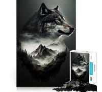 Rompecabezas Wolf Double Exposure para Adultos,1000 Piezas,Juego para estimular la Mente,Piezas de Ajuste preciso y sin Costuras,Actividad Relajante para Grupos en Interiores (38x52cm)