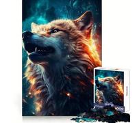 Rompecabezas Wolf Dreamy Nebula Space para Adolescentes, 1000 Piezas, Capacidad de concentración, Ocio Relajado, Encaje (38x26cm)