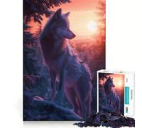 Rompecabezas Wolf Elegant Sunset de 1000 Piezas Juego de lógica y Pensamiento Experto en Corte Artesanía Momento de Tranquilidad Ejercicio Mental en casa (50x75cm)