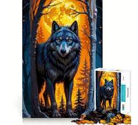 Rompecabezas Wolf Forest Full Moon para Adultos,1000 Piezas,Juego de Memoria,Ajuste, Compacto,Ideal para Jugar en Familia (50x75cm)