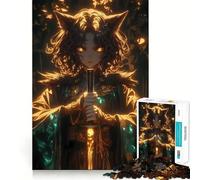 Rompecabezas Wolf Girl Neon Katana 1000 Piezas Juego de Habilidades mentales Corte láser Tiempo de relajación Ejercicio Mental en casa (50x75cm)