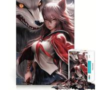 Rompecabezas Wolf Girl Warrior 1000 diversión cognitiva,componentes Resistentes y de Corte Limpio Momento de Tranquilidad y Ejercicio Mental en casa (38x26cm)