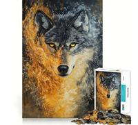 Rompecabezas Wolf in Flames de 1000 Piezas Juego cognitivo Divertido Componentes Resistentes y de fácil Limpieza Momento de Tranquilidad y Ejercicio Mental en casa (38x52cm)