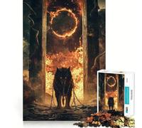 Rompecabezas Wolf in Flames para Adolescentes,1000 Piezas,Juego de Memoria,componentes Resistentes y de fácil manejo,portátil y fácil de Transportar (50x75cm)