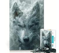 Rompecabezas Wolf in Smoke de 1000 Piezas Juego de Memoria Cerebral, Cortado con láser Actividad Absorbente para Noches tranquilas (38x26cm)