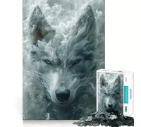 Rompecabezas Wolf in Smoke de 1000 Piezas Mejora la concentración Divertido Tecnología Avanzada de Corte láser Ideal para Viajar Juego Mental (38x52cm)