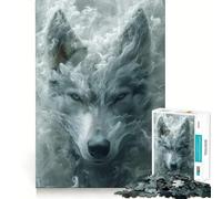 Rompecabezas Wolf in Smoke de 1000 Piezas para ejercitar la Mente, Corte láser,Tiempo de relajación y Ejercicio Mental en casa (50x75cm)