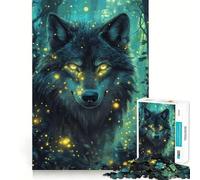 Rompecabezas Wolf Light in The Dark para Adultos,1000 Piezas,Juego de Ejercicios de Pensamiento,Ajuste Espacios,Actividad para Fortalecer los Lazos Familiares (38x26cm)