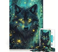 Rompecabezas Wolf Light in The Darkness de 1000 Piezas para Adultos Ejercicio Mental Juego con Cortes de precisión y Bordes Lisos Actividad Relajante para Grupos en Interiores (38x52cm)